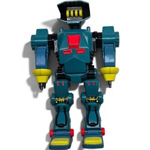 Vintage 1992 Lewis Galoob Toys Robot Action Figure Teal Yellow 7.5 Inch Retro